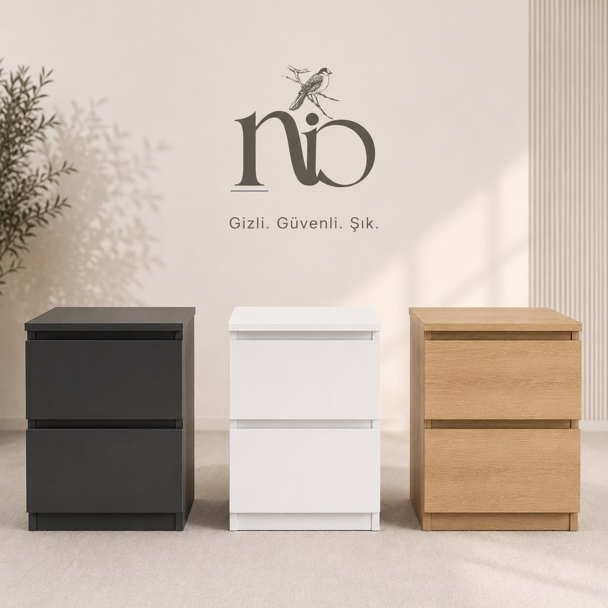 Gizli bölmeli Komodin - NFC Kilitli